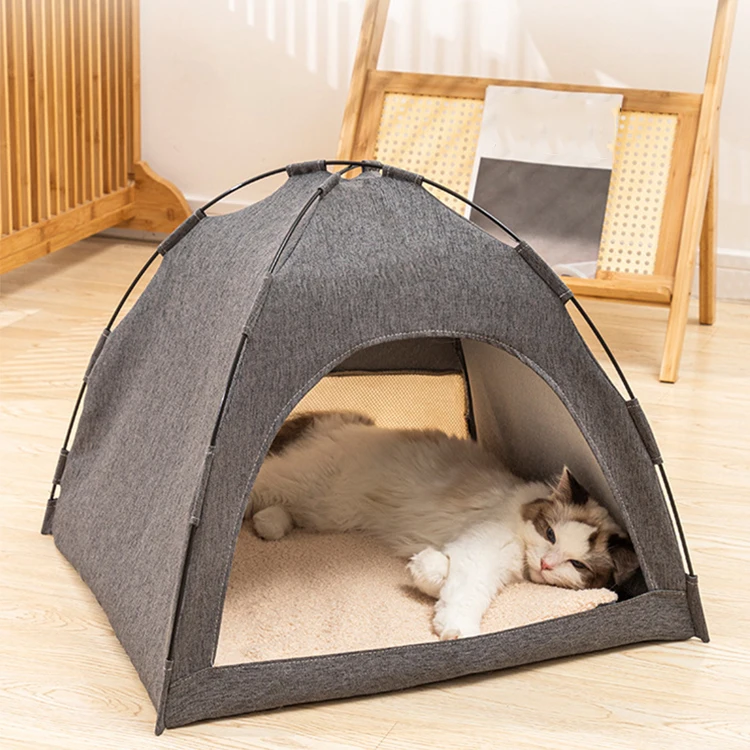 Famicheer BSCI Cat Nest Bed House Folding Warm Pet Dog Bed Camping Mesh Tent for Pets Opp Bag Print Sustainable Provide