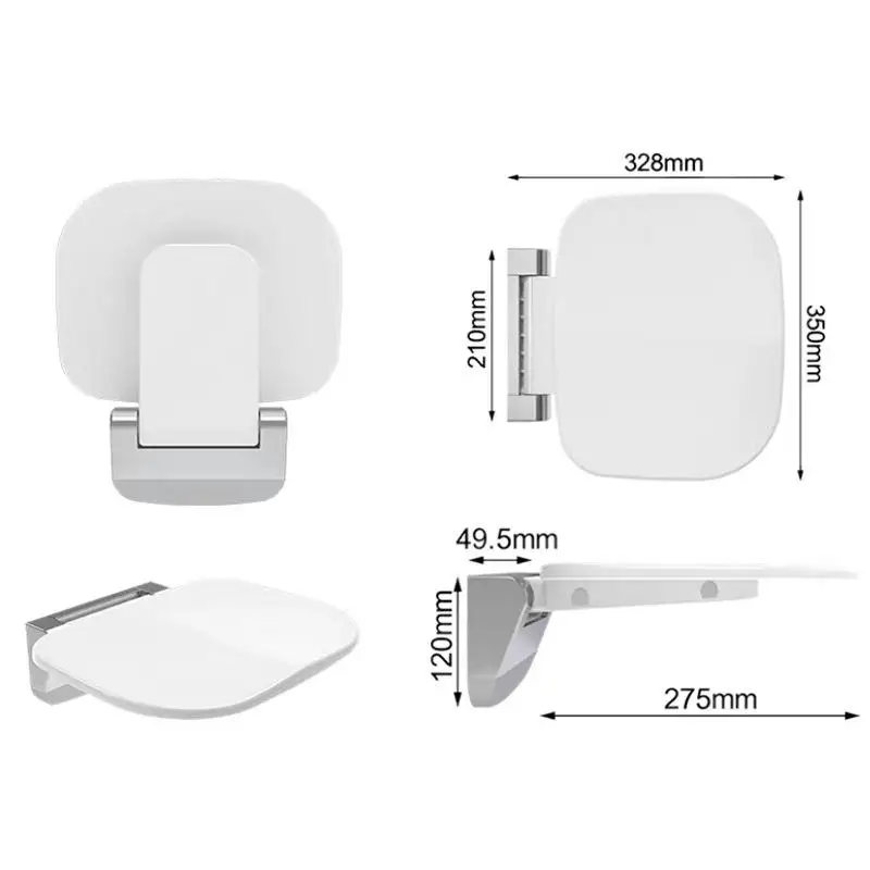 Hot Sells Bathroom White Wall Mounted Folding Shower Seat Uf Urea Wall Mounted Foldable Shower Seat