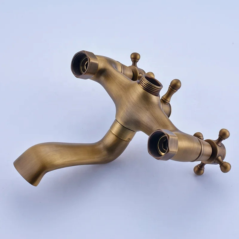 
Antique brass Shower Set Faucet Wall Mount Single Handle with Handshower + Shelf Bathroom Shower Mixer Tap 