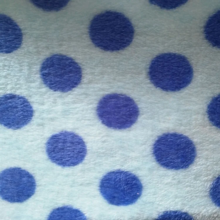 100% polyester coral fleece fabric for blanket black polka dot flannel