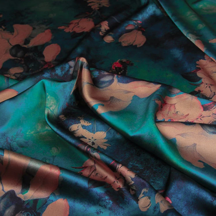 
Wholesale Factory Digital Printed 100% Silk Satin Fabric Silk Brocade Fabric 