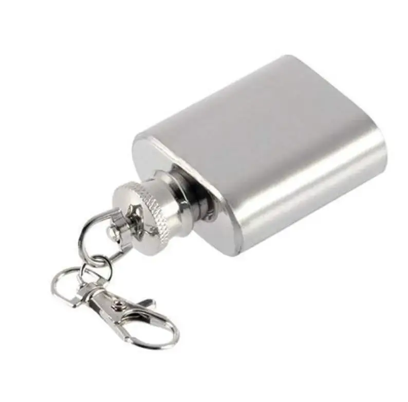 Portable 1oz Stainless Steel Alcohol Flagon, Keychain high quality mini keychain flask, 1ounce stainless steel hip flask