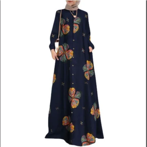 Europe and America  four  color mix Muslim dresses Long flared Skirts Dress Islamic Clothing for Women
