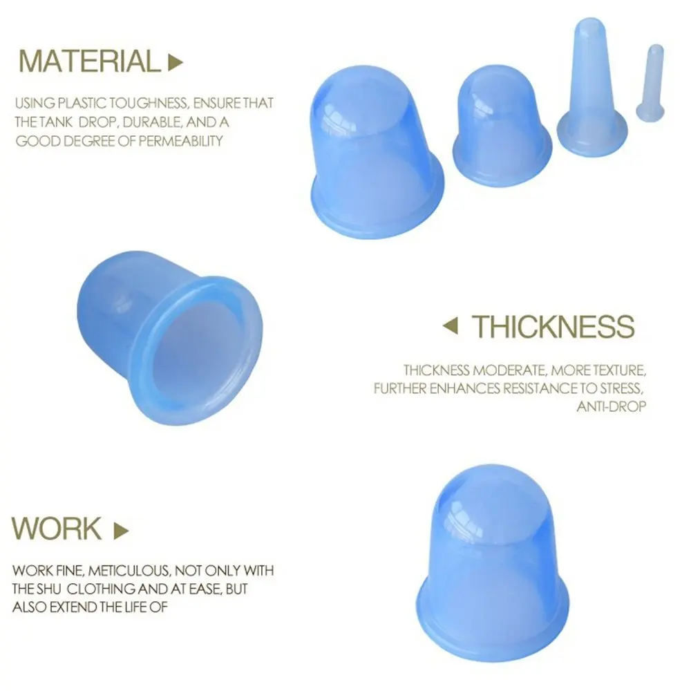 Hot sale 4pcs/Set Facial Cups set Anti Cellulite Silicone Medical Vacuum Massage Cupping Cup Therapy