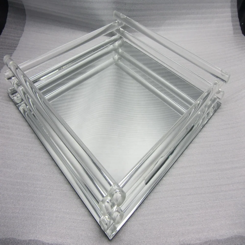 wholesale glass platter with mirror made in China