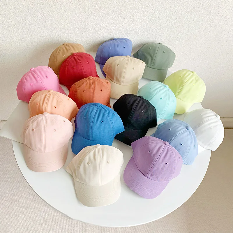 Wholesale Fashion Custom 6 Panel Youth Children Kids Baseball Cap Casual Sun Cap Adjustable Cotton Solid Blank Dad Sport Cap