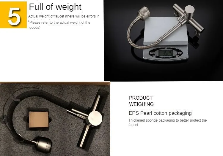 304 Stainless Steel Hot and Cold Double Hole Sink Universal Pipe Shower Water Rotary Kitchen Faucet