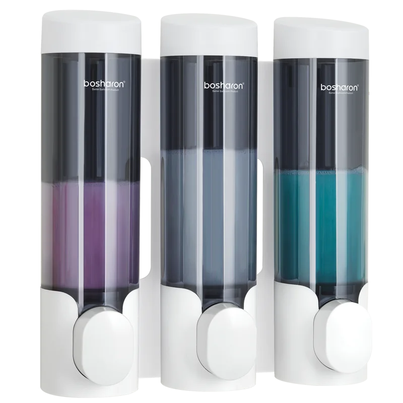 Factory wholesale 320ml*3 in 1 bottle good price lotion cream dispenser abs plastic liquid soap dispenser refillable rectangle