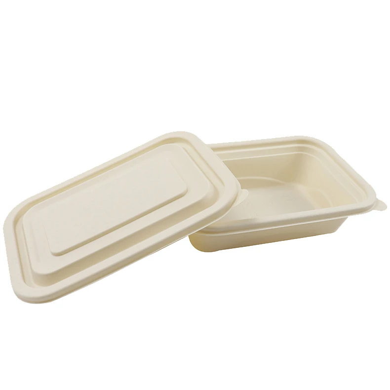 Food fridge storage box biodegrad food grade containers small rectangle 750ml corn starch lunch box set OEM Customized