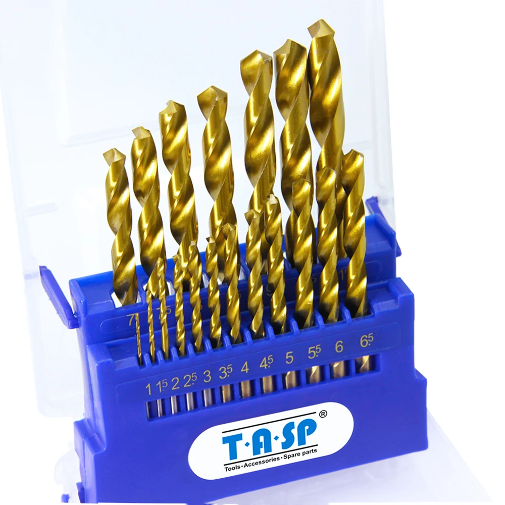 19pcs Titanium coated HSS Metal drills 1.0 ~ 10mm for Metal Drilling with Storage Box Drill Bit Set