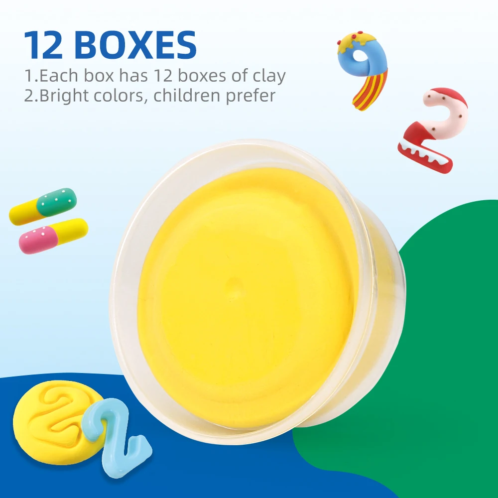 Funny Number Set Clay help kids know number air dry clay paly education way