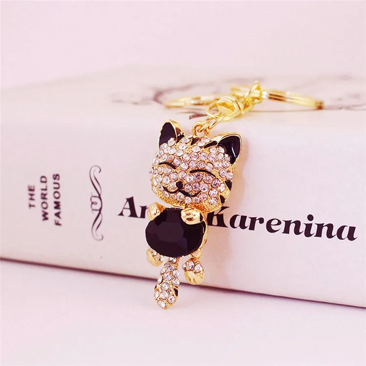 Girls Small Gift Crystal Rhinestone Alloy Keychain Female Bag Car Accessories Metal Pendant Cute Lucky