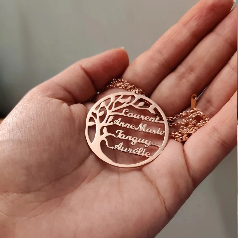 MECYLIFE Family Customized Necklace First Name Tree Of Life Letter Simple elegant Necklaces