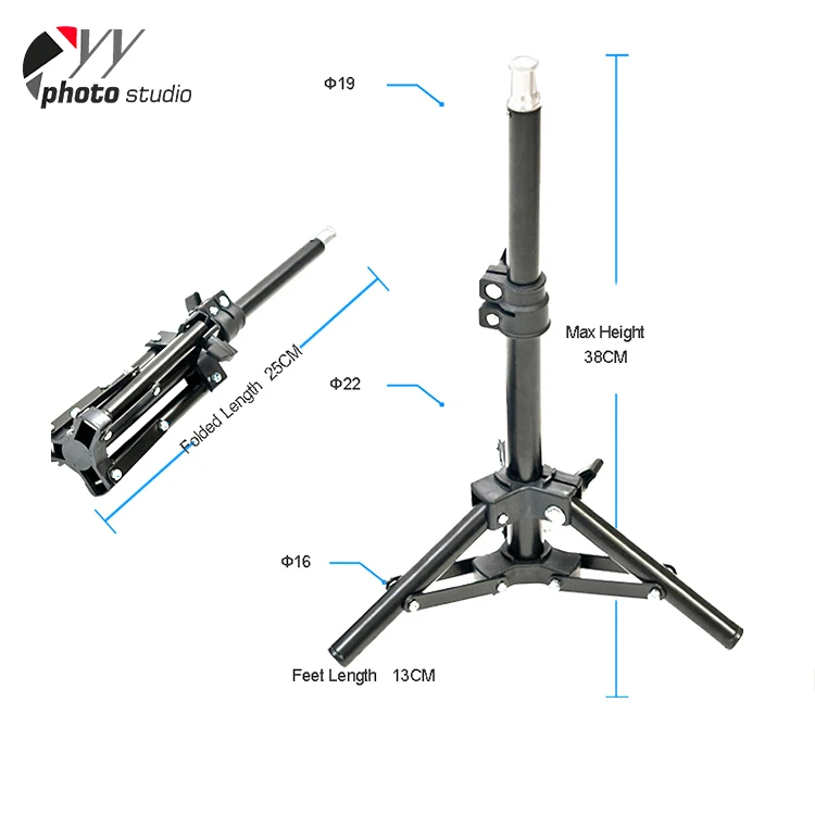 Folded Length 25cm Maximum Height: 38cm Mini Type Flash Table for Photo Studio