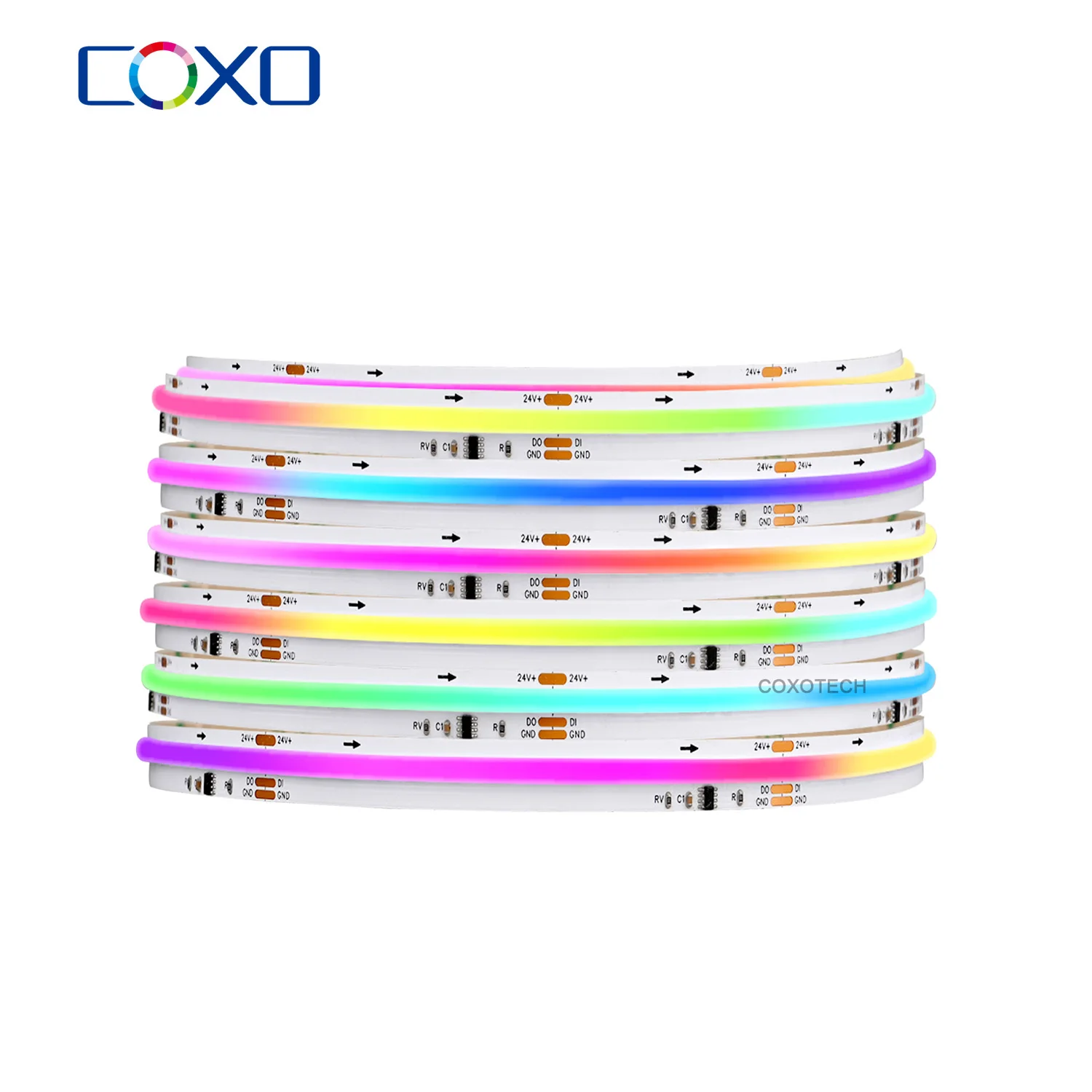 COXO Dream Color led strip ws2811 Rgbic Chasing Pixel 12v 24v 420led 720Led Addressable Pixel COB Digital ws2811 Led Strip