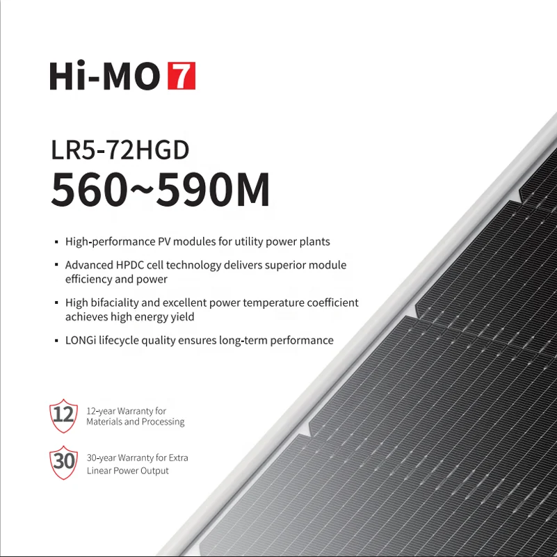 Original Longi Hi-mo 7 Solar Panels 560w 570w 580w 590w Bifacial Pv Module With Dual Glass For Solar Energy System