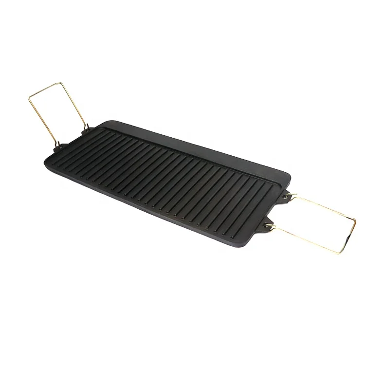 Rectangle Nonstick Cast Iron Griddle Pan With Detachable Handle