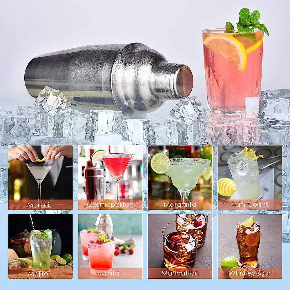 Creation Factory Direct Customizable 700ml Bar Tools Cocktail Maker 304 Stainless Steel Barware Set with Acrylic Frame Stand