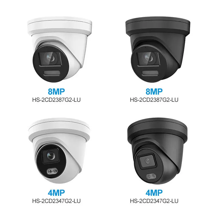 HIKVISON Color vu Acu sense Two Way Audio Light and Audible Warning 4MP 8MP 4K Turret Eyeball Security Camera