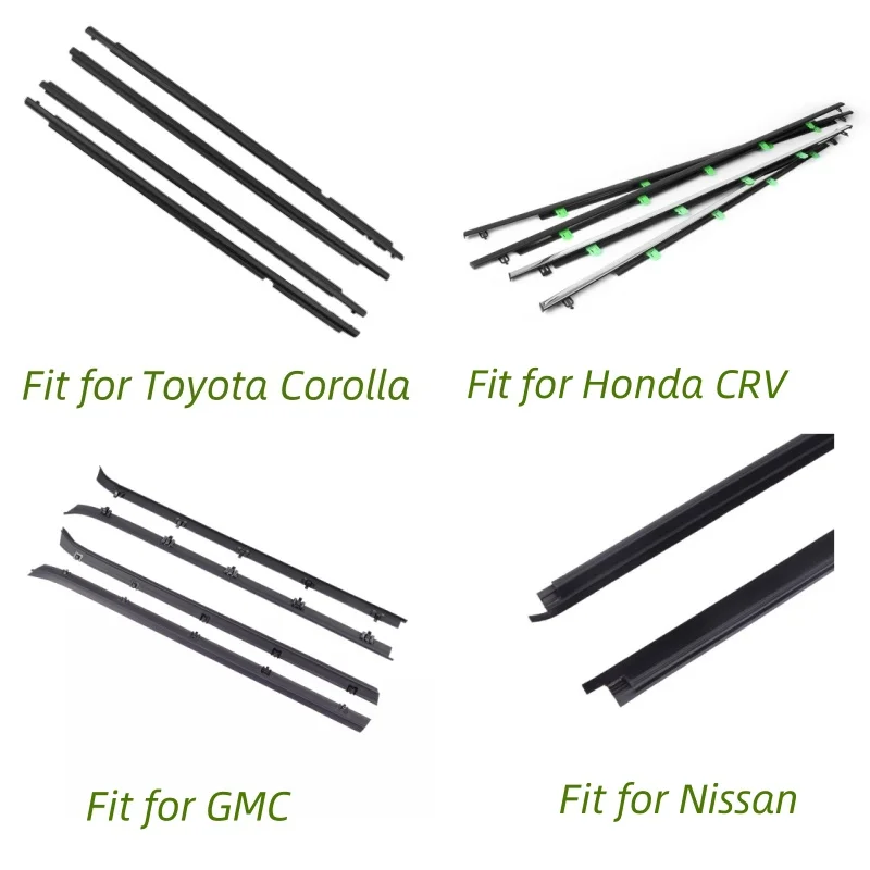 4Ps Chrome Flocked Corolla 2016 Car Window Door Belt Molding Weatherstrip Rubber Seal Weather Strip Seal For Toyota Corolla 2014