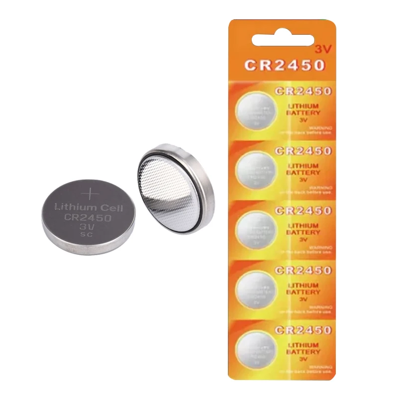 Заводская оптовая продажа, монетная ячейка CR2450 3 В 580 мАч, литиевая Li-Mno2 Кнопочная батарея с блистерной упаковкой