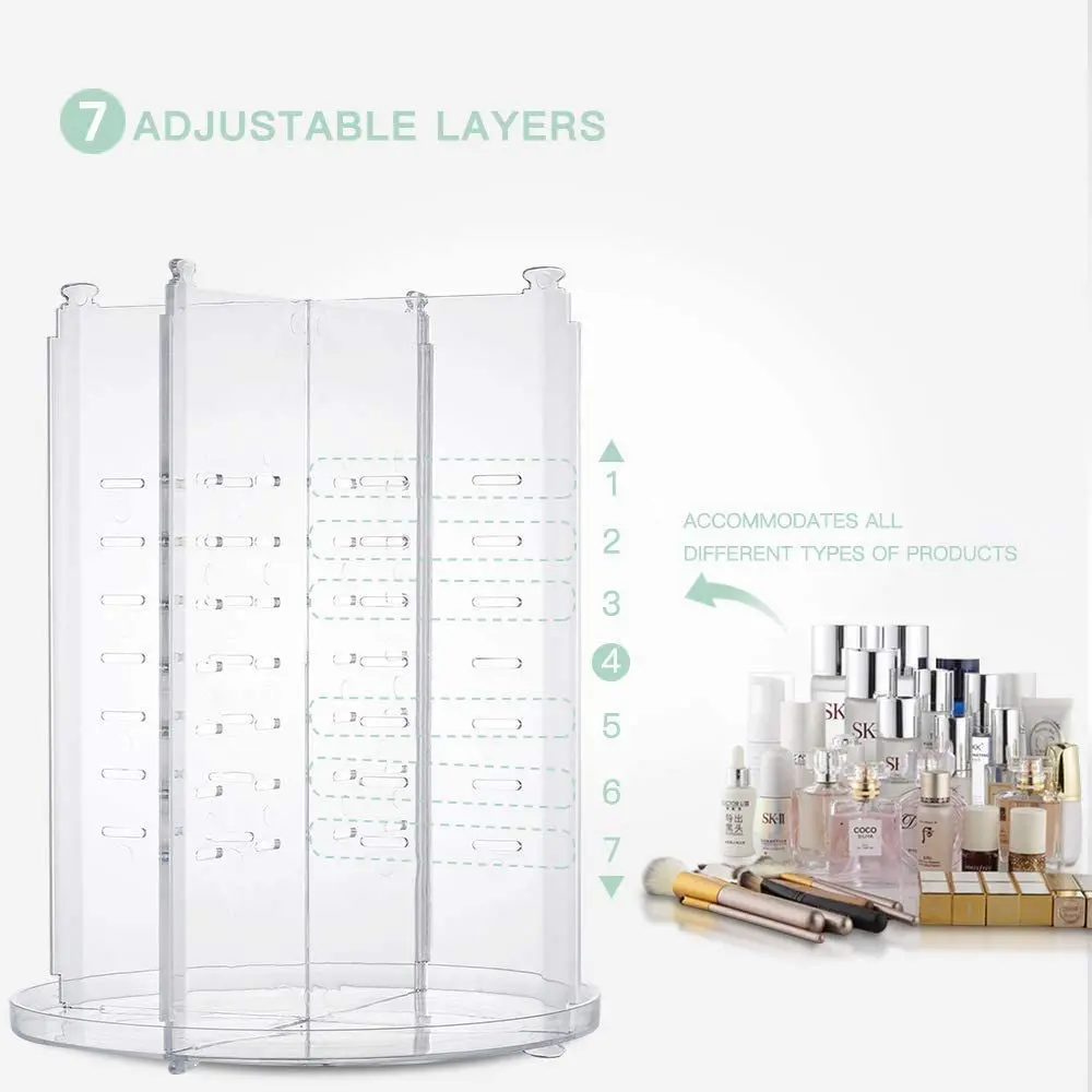 360-degree Rotating Makeup Organizer Holder Jewelry Organizer Case  Makeup Cosmetic Storage Box