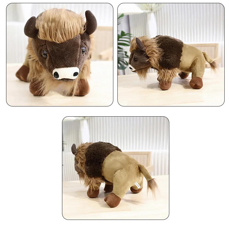 Wholesale Simulation Buffalo Plush Toys Bison Stuffed Dolls Long-Haired Buffalo Stuffed Animal Toys Cow Plush Doll