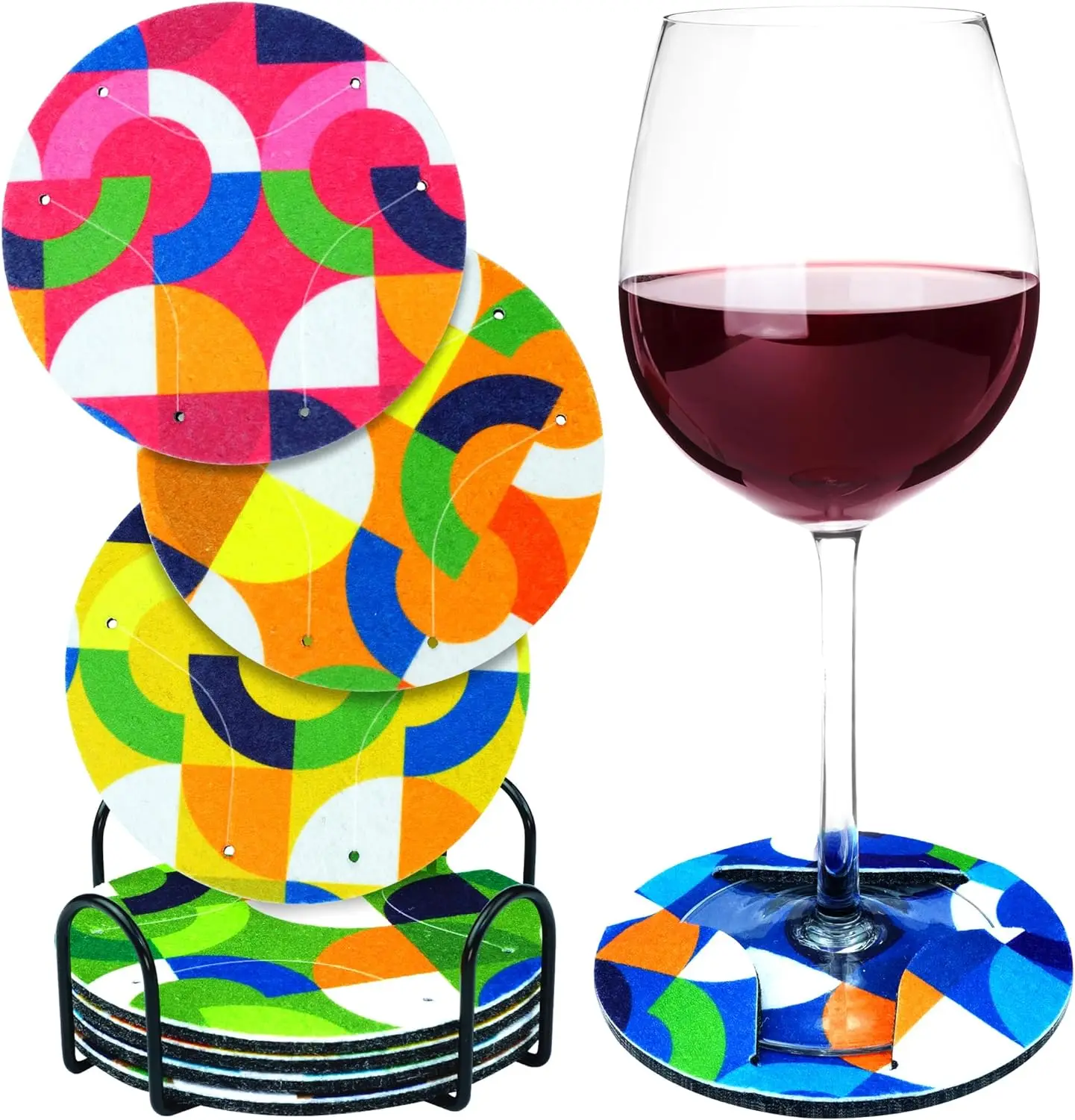 felt wine glass coasters custom printed felt drink coaster sets with wine Charms for Stem Glasses