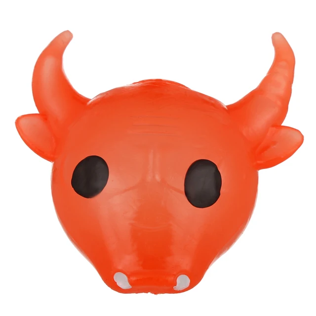 High Quality Promotional Novelty Design Environmental-Friendly Colorful TPR Bull Head Squishy Splat Ball Toys For Fun