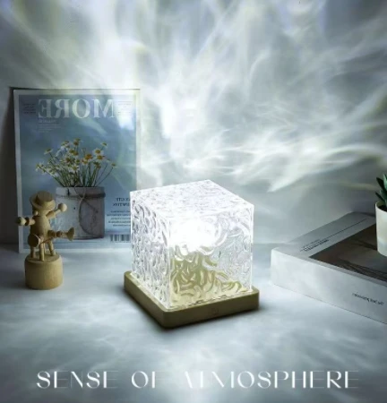 RGB square cube crystal night light  Indoor Bedroom Hotel Decoration Smart Lighting Water Ripple Ambient Nordic Lamp