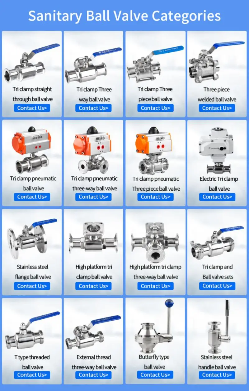 KQ Sanitary Food Grade L T Type Stainless Steel 304 316 Three Position Tri Clamp 3 Way Pneumatic Control Actuator Ball Valve