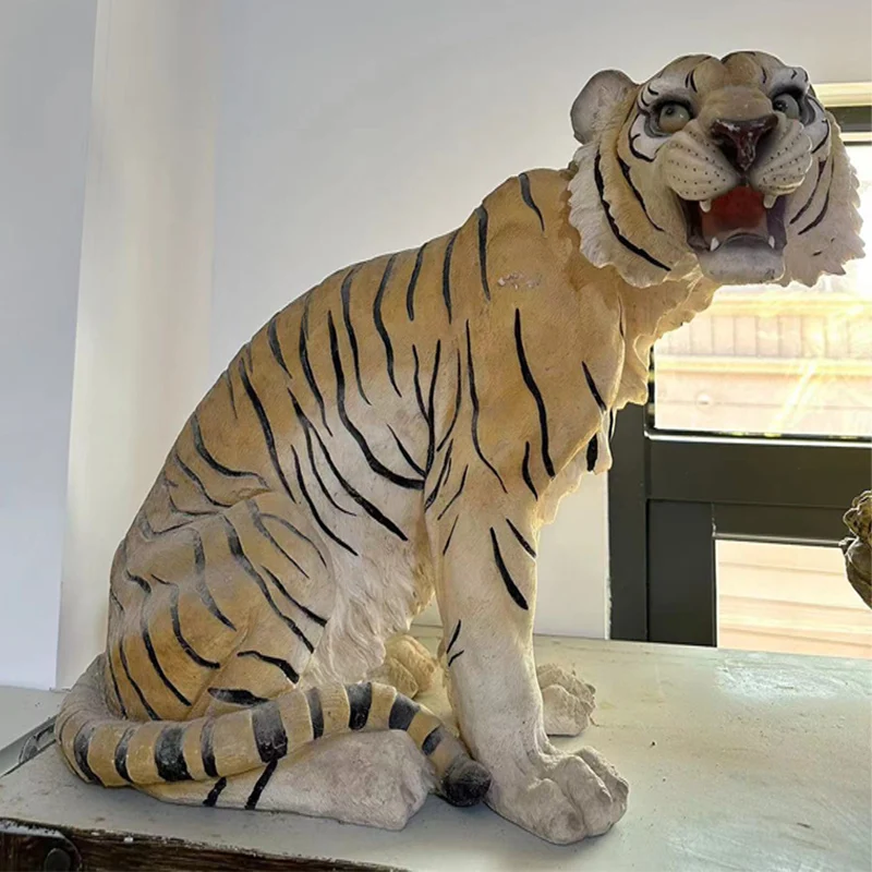 Art resin animal figurine tiger statue accept customer design realistic animal Outdoor tiger statue animal collectible figurine