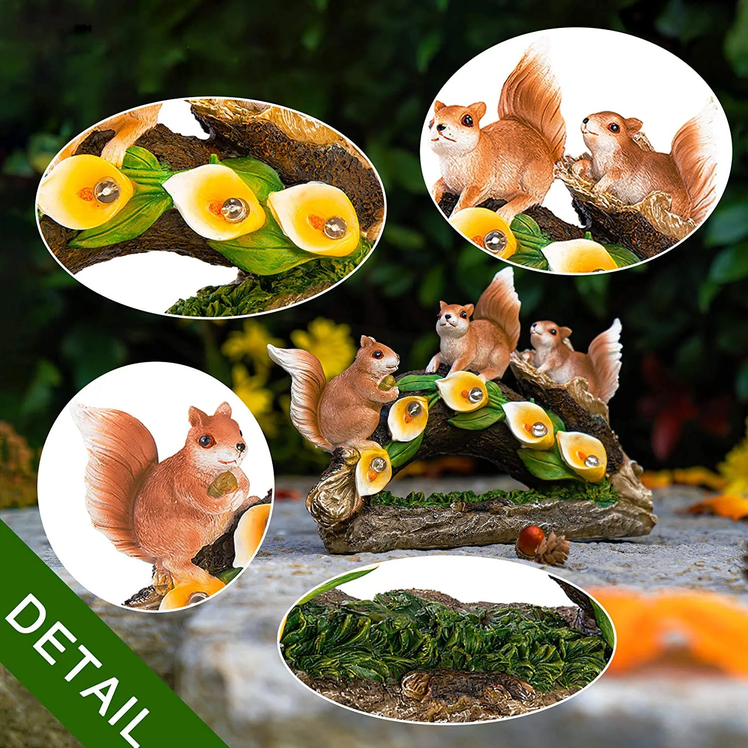 Garden ornament solar  garden statue squirrel solar powered lights animal figure for yard lawn home decoration gift