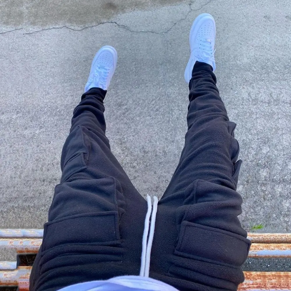 QC Custom Made Men Track Pants pocket Man Stacked Jogger Cargo