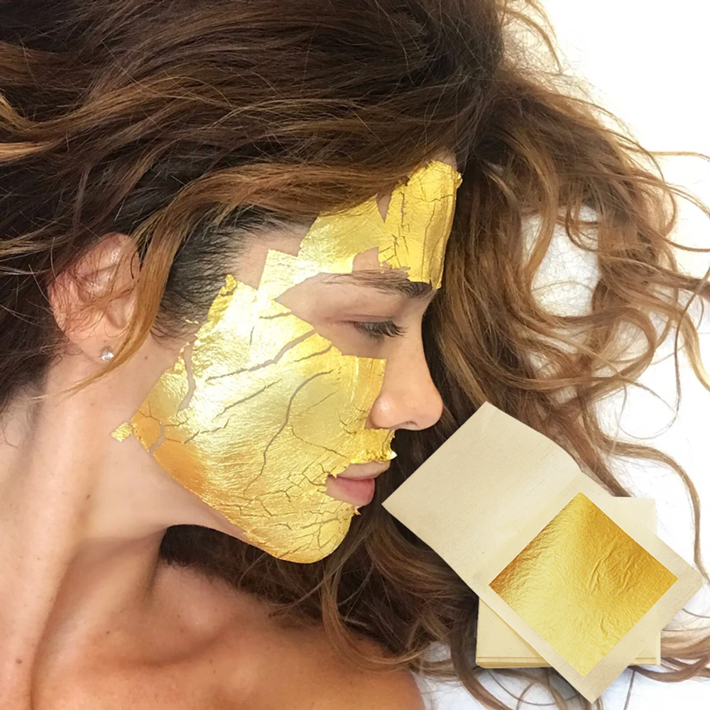  Masque а-ля feuille dor Kinno 99.9% золото красоты лица Уход за кожей нежный и глянцевый для ухода 8X8cm 24k листовое фольга