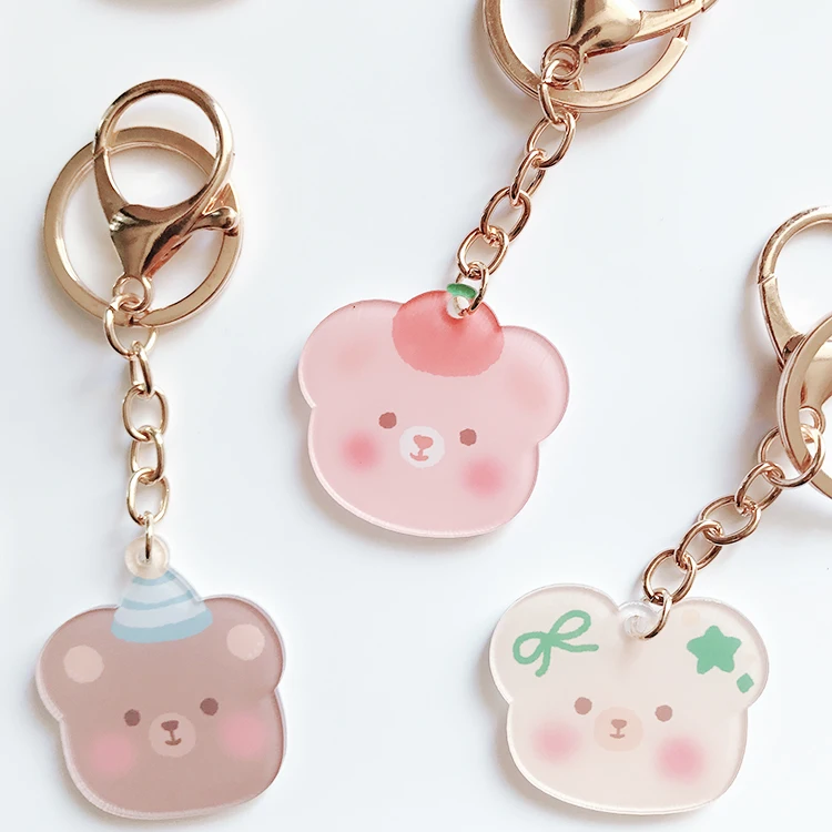 
2021 Custom anime Acrylic keychain Transparent Blank Clear Key Chain Metal Key Rings for DIY Craft 