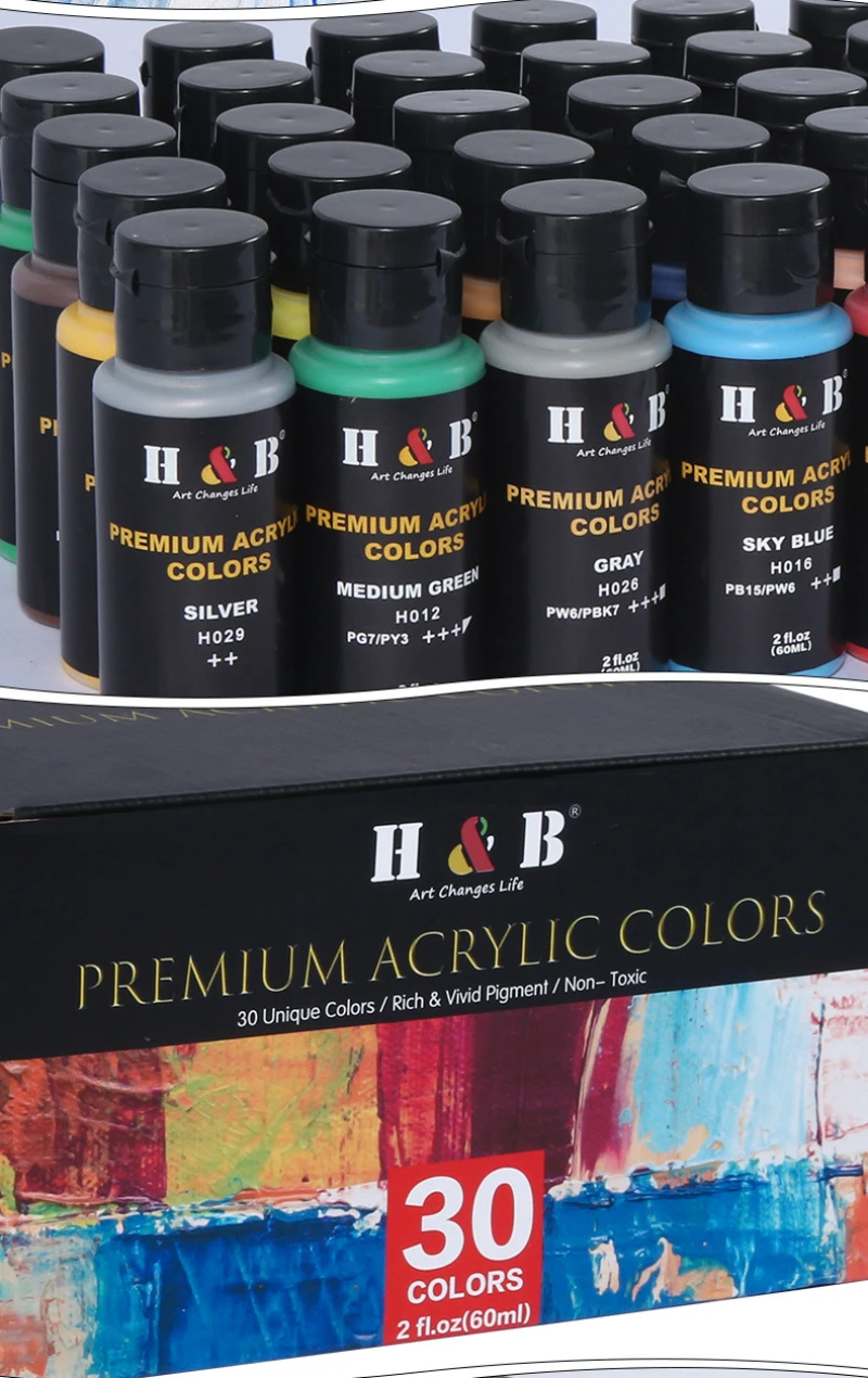 Keep Smiling Professional 60mL/tube 30colors Art Supplies Paints Artist Acrylic Color Paint Set