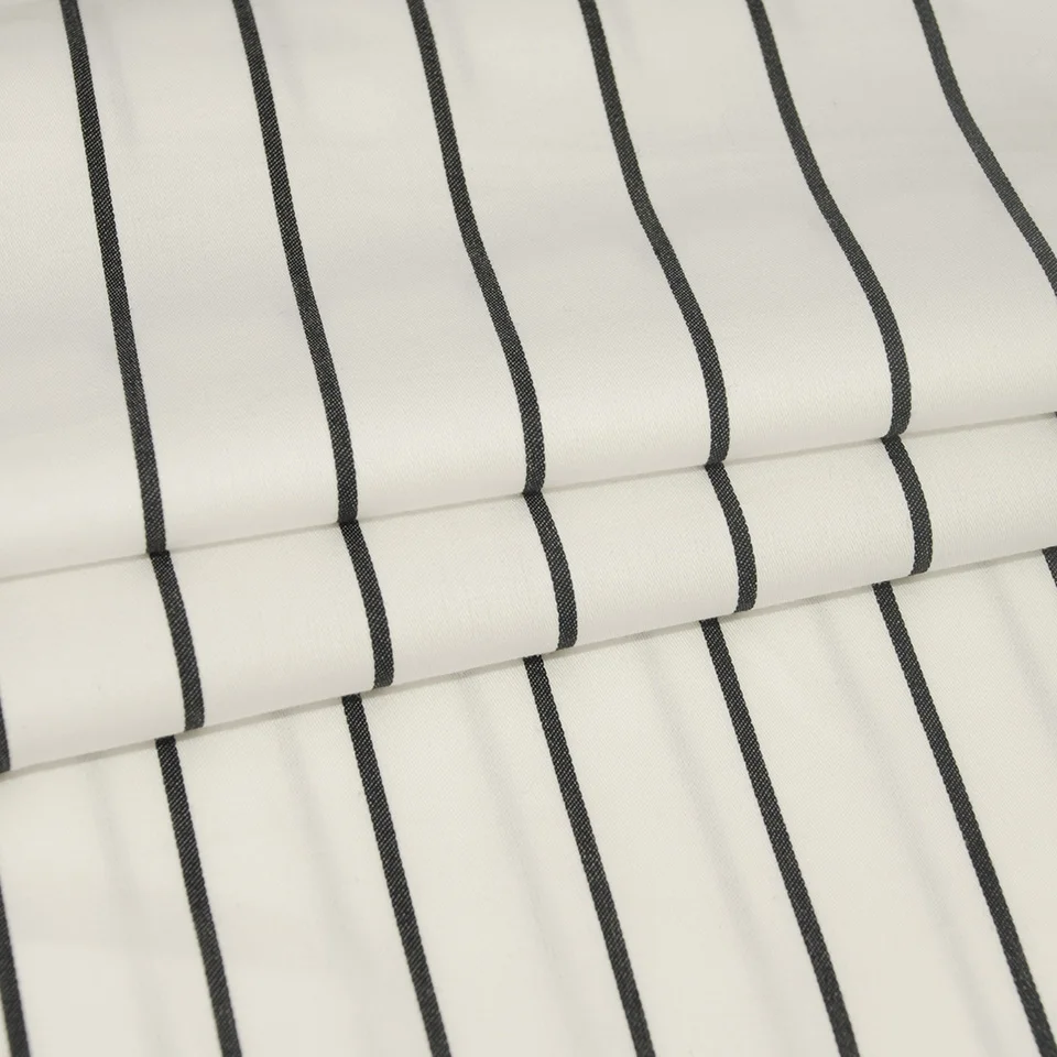 Black white 60s high density 4/1 twill woven textile custom 100% poplin stripe cotton fabric for blouse