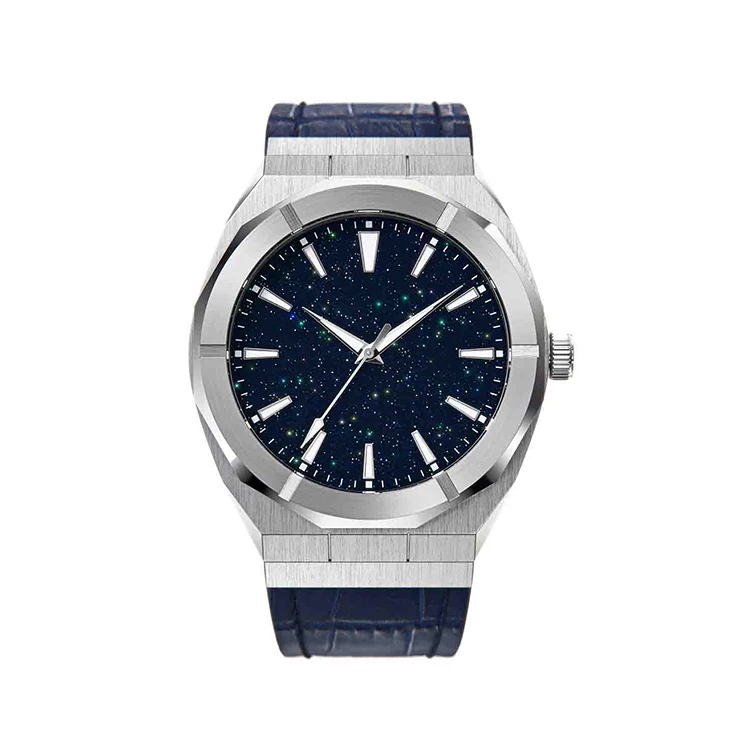 Private label Genuine leather strap mens Luxury quartz watch