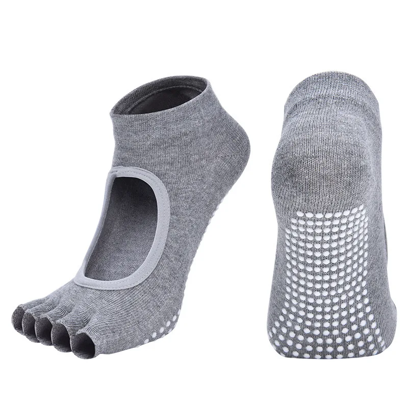 grip wholesale anti slip thickened five-finger yoga socks with open toes