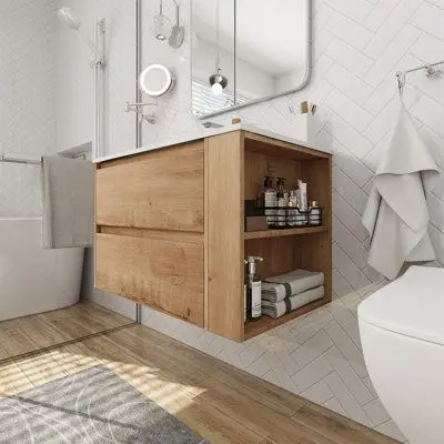 CBMmart Wood Vanities Wash basin Bathroom Cabinet Modern Manufacturer Direct Sale Hotel Wall Mounted Floating Bath Cabinet