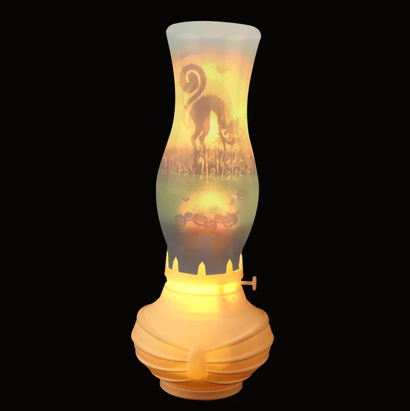 LED Antique Decorative Crafts Home Living Room Ornament Kerosene Lamp Halloween Projection Decoration Lamp For Home Party