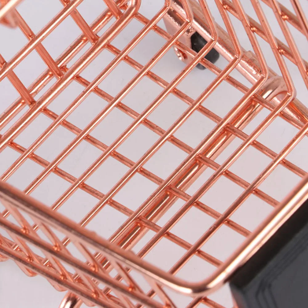 Роскошная стальная миниатюрная двухслойная корзина для покупок, декоративная губка для макияжа, держатель для раковины, блендера