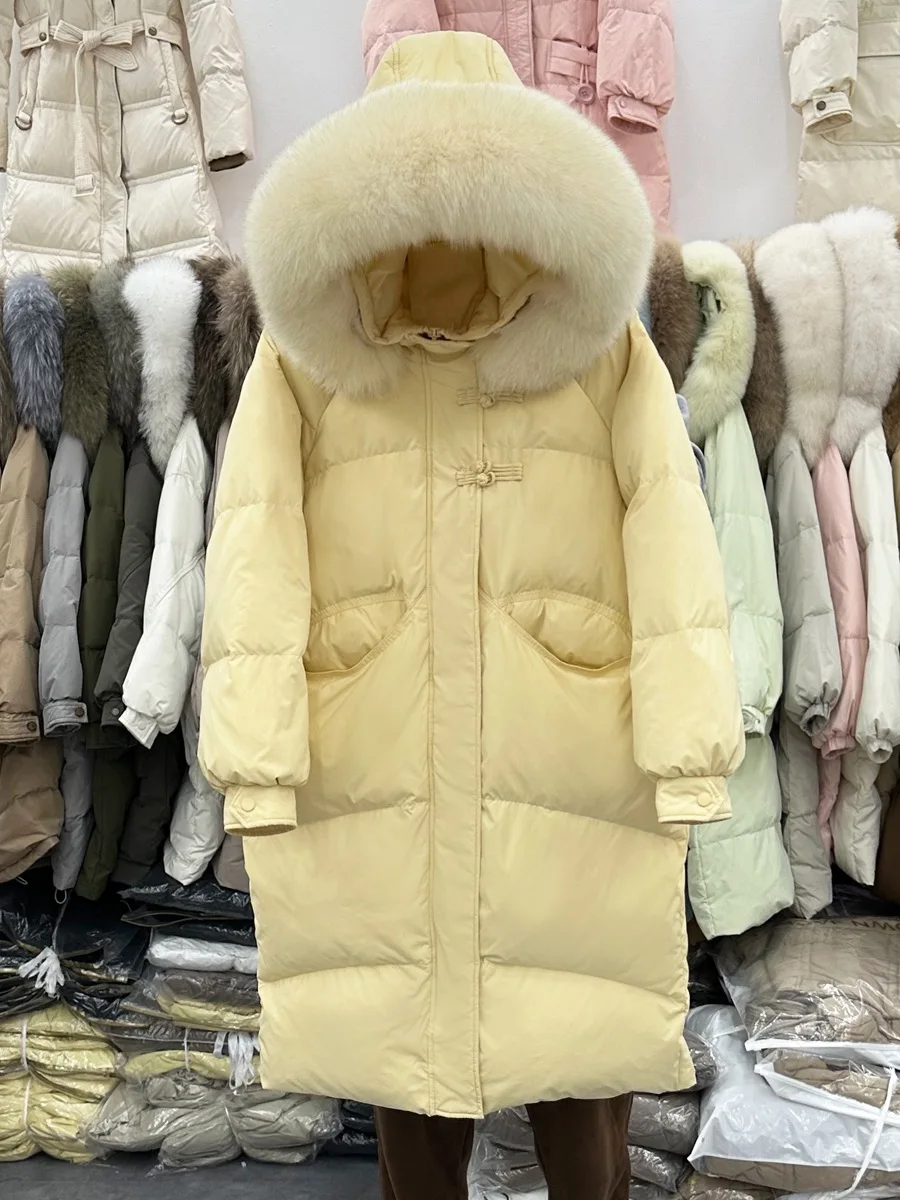 Winter New Thickened Down Jacket Loose Large Wool Collar Cotton Jacket Jacket for Women, Medium Length Korean Version Short