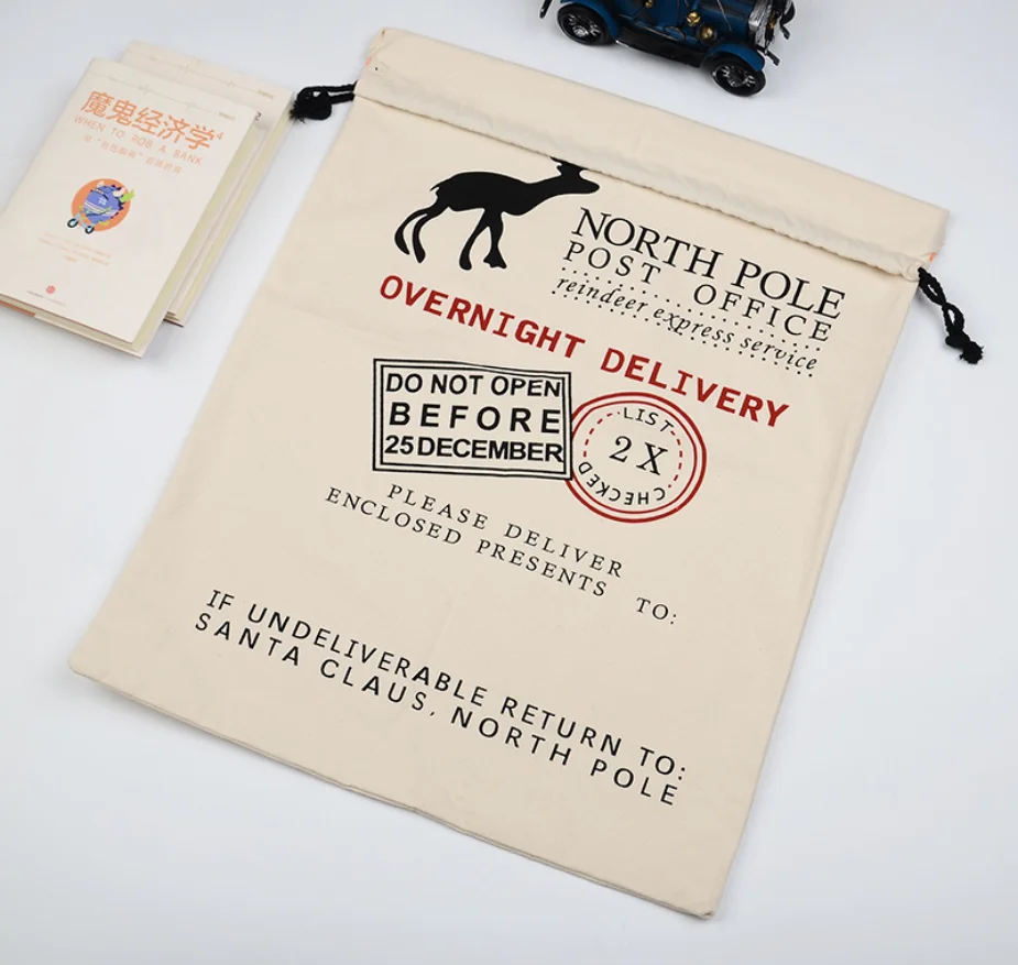 Christmas Cotton Canvas Drawstring Bag Sacks For Santa Gifts Stockings Candy Nuts Package Reindeer Holiday gifts bag