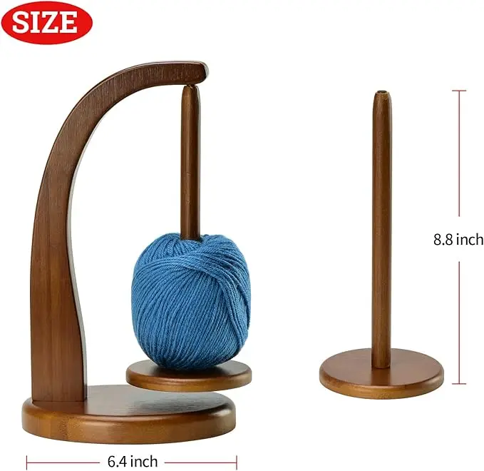 Yarn holder for knitting and crochet, crochet Gift for knitters, Wooden yarn turntable (Walnut wood color)