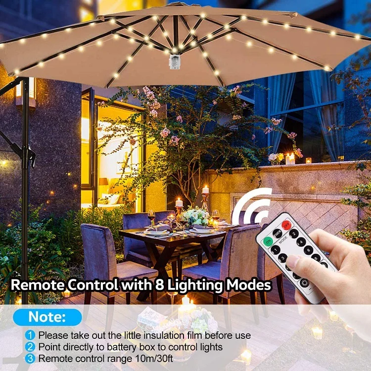Patio RGB Led Umbrella String Light Waterproof 8 Lighting Mode With Remote Control For Outdoor Camping Tent Lamp Beach Garden