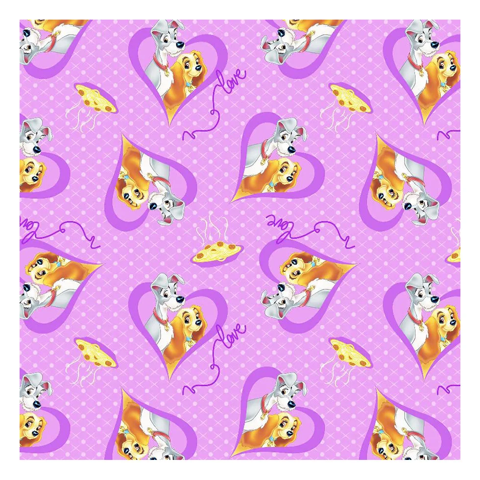 The Lady and the love Dog Cartoon Designs Custom Digital Printing Knit Rayon Fabric 95 Rayon 5 Spandex for Clothes