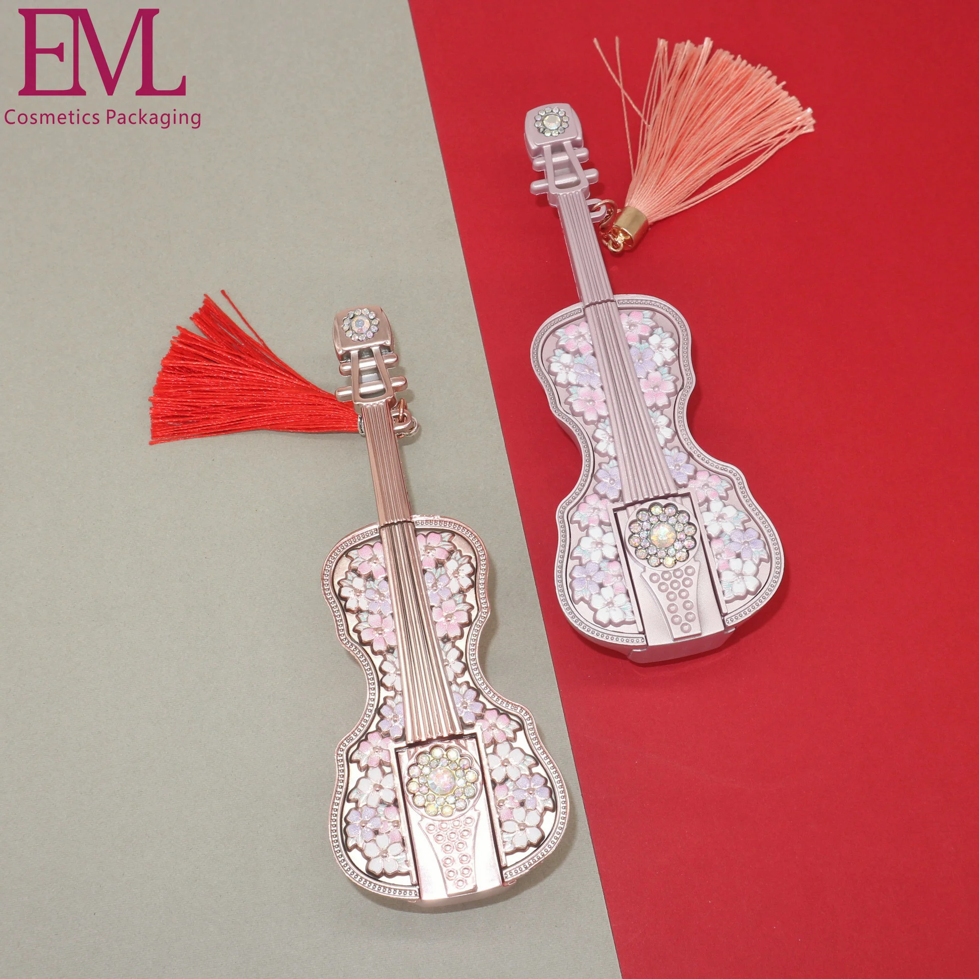 Emily violin design empty custom lipstick cases metallized gold 12.1mm lipstick tube