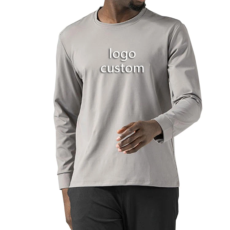 High Quality Men Plain Round Neck Sport T Shirt Custom Printed Logo Blank Mens Long Sleeve T Shirt